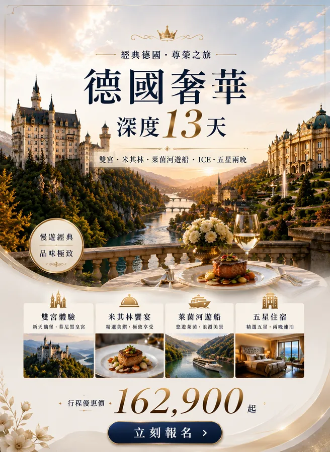 德國奢華深度13天｜雙超跑駕馭 × 米其林美食 × 五星住宿