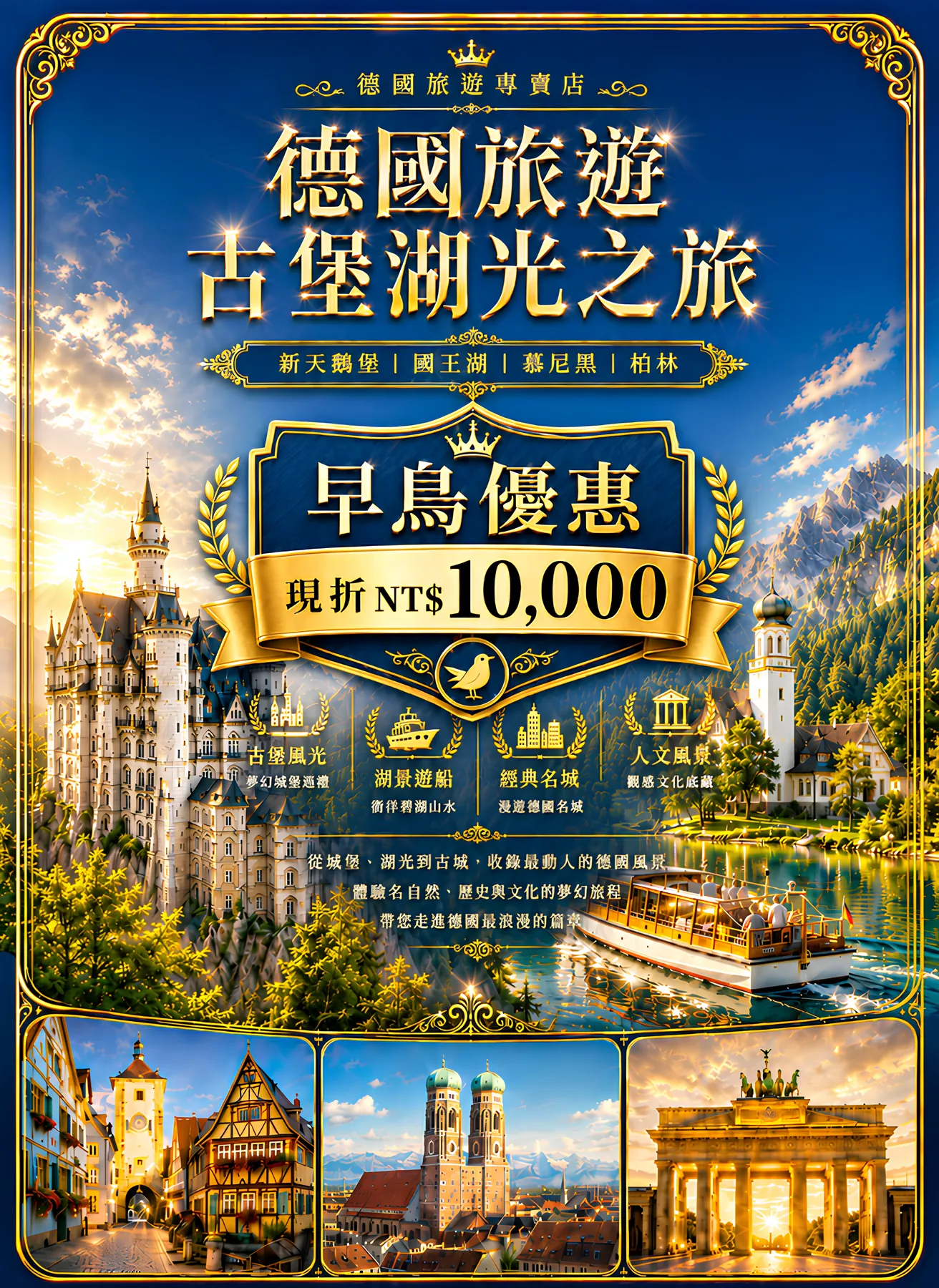 德國旅遊古堡湖光之旅｜新天鵝堡｜國王湖｜慕尼黑｜柏林