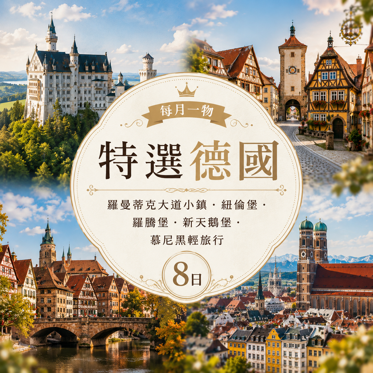 每月一物｜特選德國｜羅曼蒂克大道小鎮．紐倫堡．羅騰堡．新天鵝堡．慕尼黑輕旅行8日